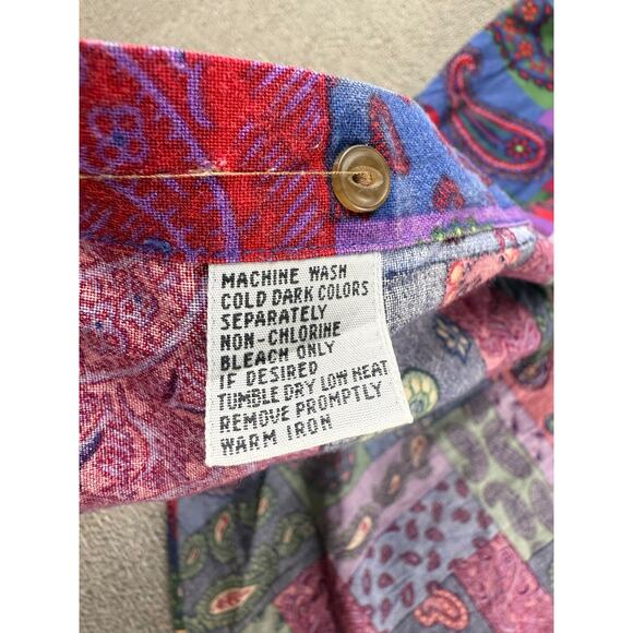 Vintage Chaps Ralph Lauren Men's Paisley Button Up Shirt XL Short Sleeve - Picture 4 of 9